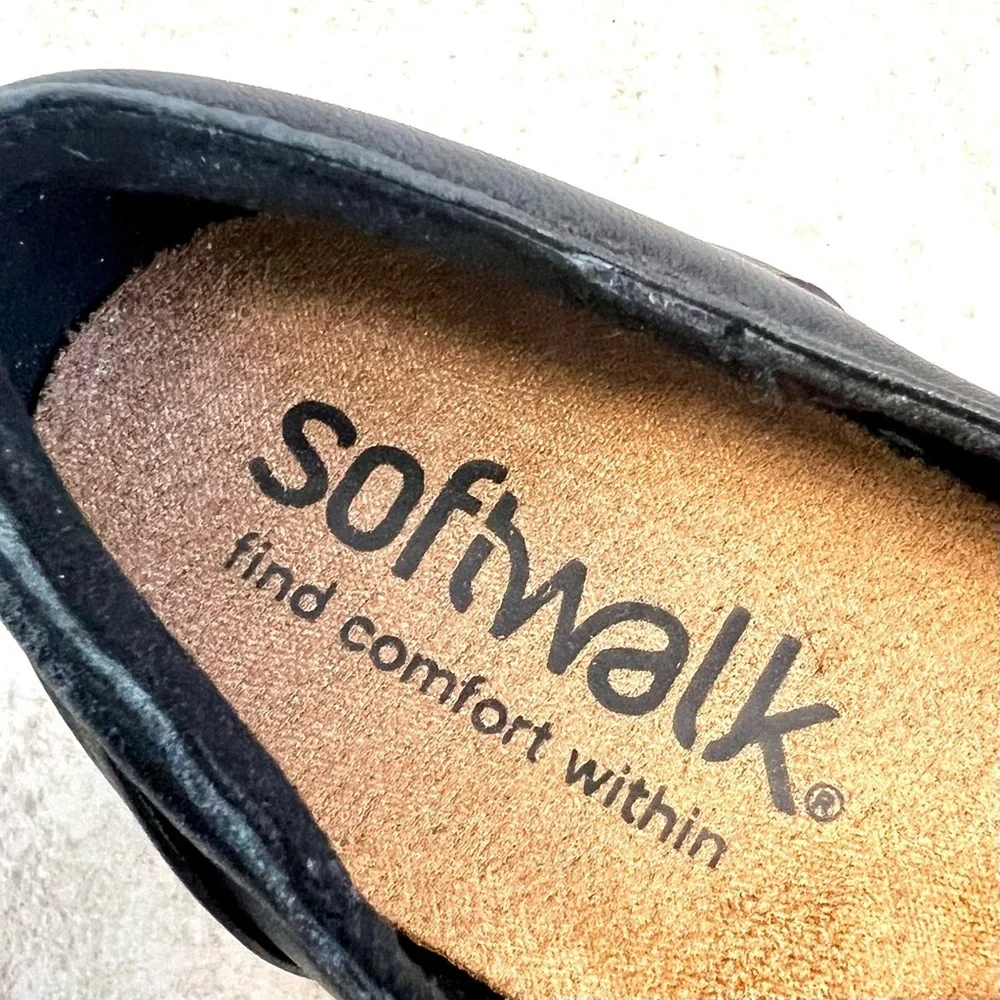 Softwalk Shelby Slip-On black leather comfy minimalist preppy classic womens 8.5